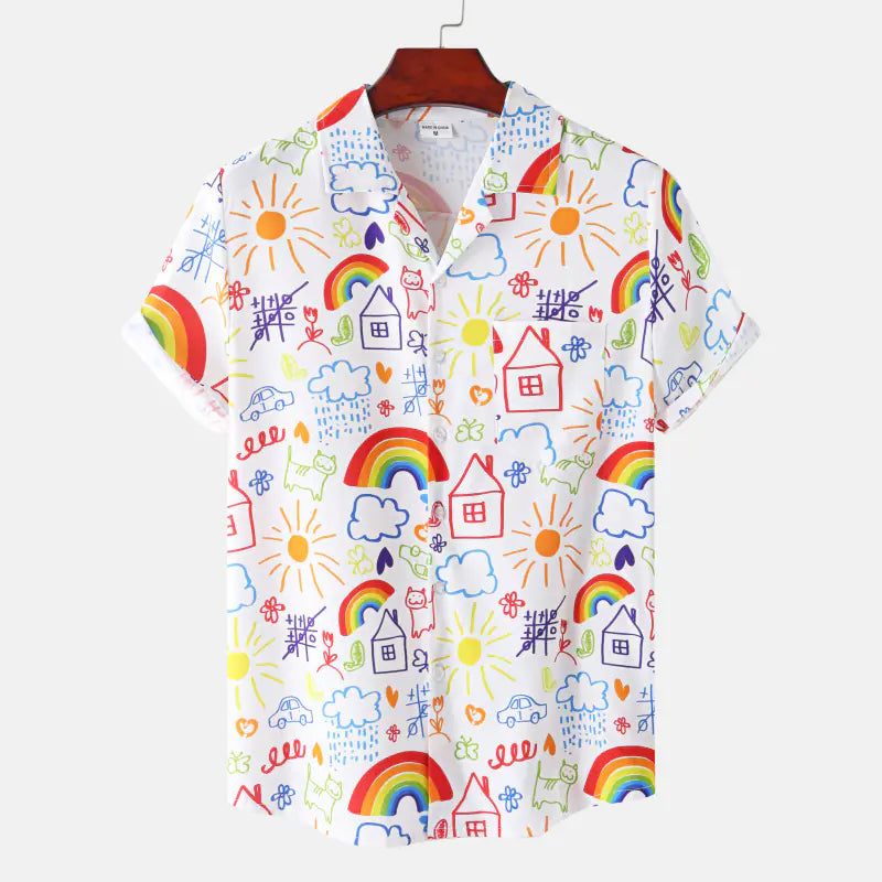 Hawaiian Shrimp Cuban Collar Beach Short Sleeve Shirt