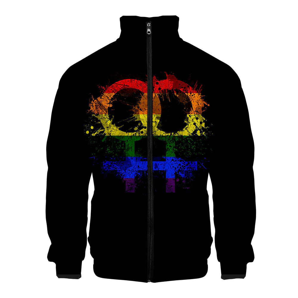 LGBT Casual 3D Digital Zip Hoodie for Men