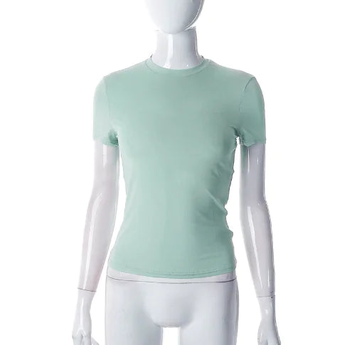 Casual Solid Color Cropped T-Shirt for Women