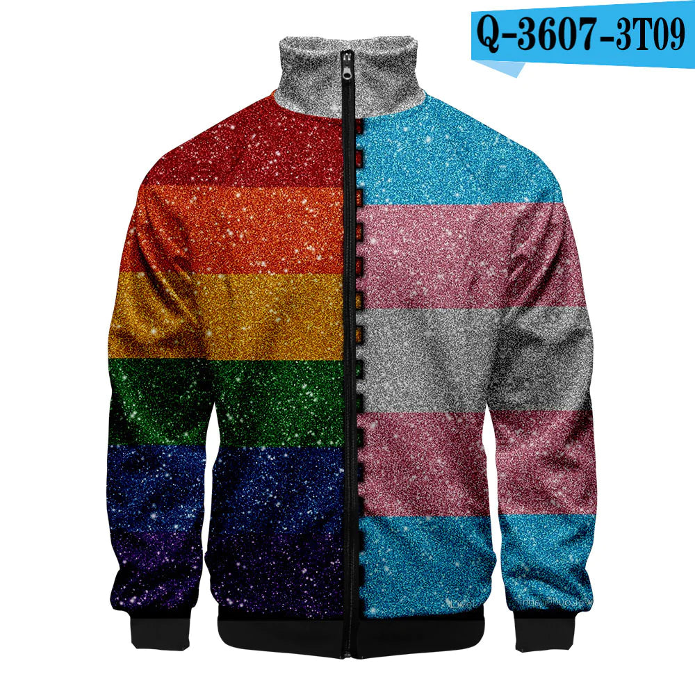 LGBT Casual 3D Digital Zip Hoodie for Men