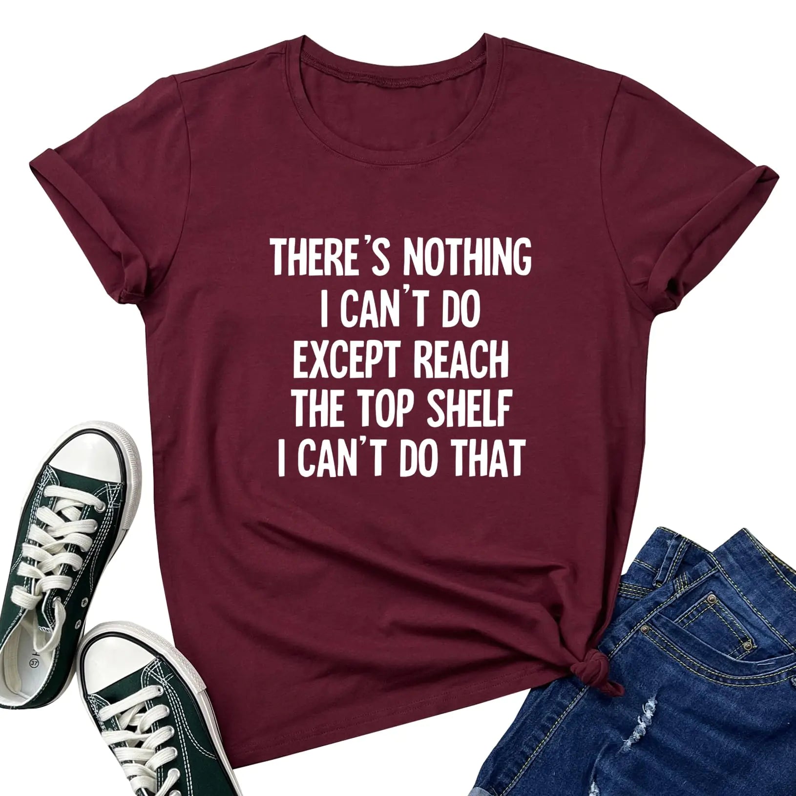 BLACKOO Women Theres Nothing Funny Tshirts Graphic Cute Tees Wine Red X-Large