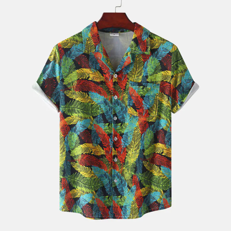 Hawaiian Shrimp Cuban Collar Beach Short Sleeve Shirt