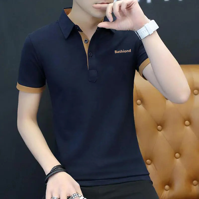 Men's Cotton Polo Shirt - Short Sleeve Trendy Tee