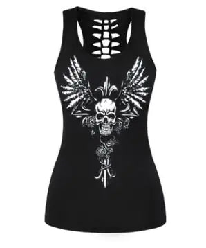 Skull Print Punk Tank Top - Breathable