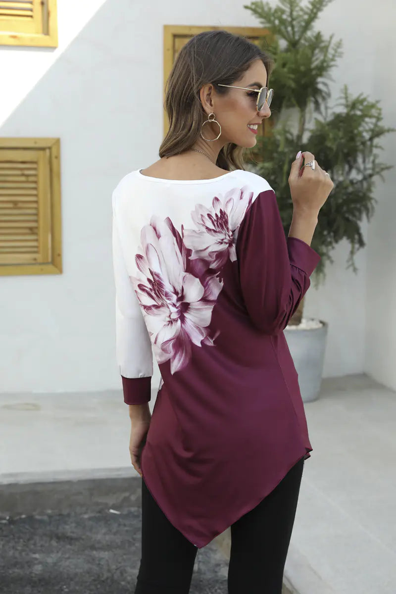 3D Blossom Print Loose T-Shirt