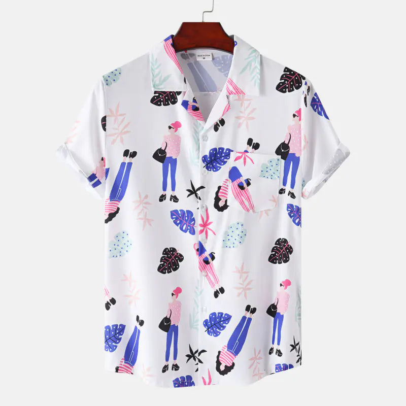 Hawaiian Shrimp Cuban Collar Beach Short Sleeve Shirt