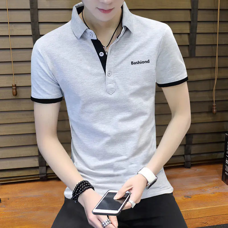 Men's Cotton Polo Shirt - Short Sleeve Trendy Tee