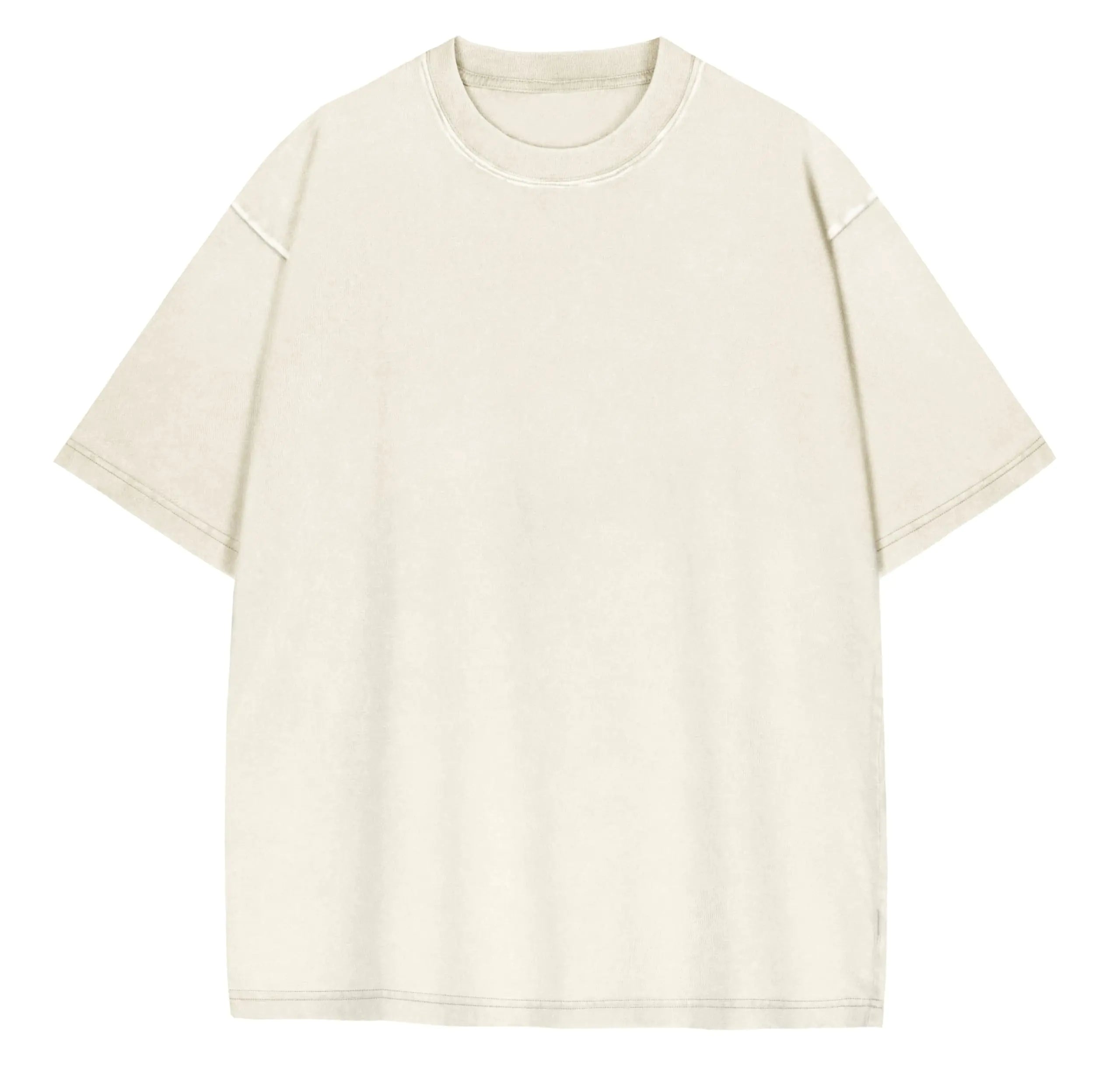 Oversized Tshirts for Women Short Sleeve Crew Neck Vintage Washed Basic Loose Casual Tees Light Beige M