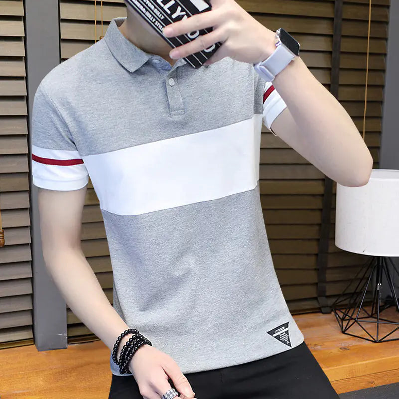 Men's Cotton Polo Shirt - Short Sleeve Trendy Tee