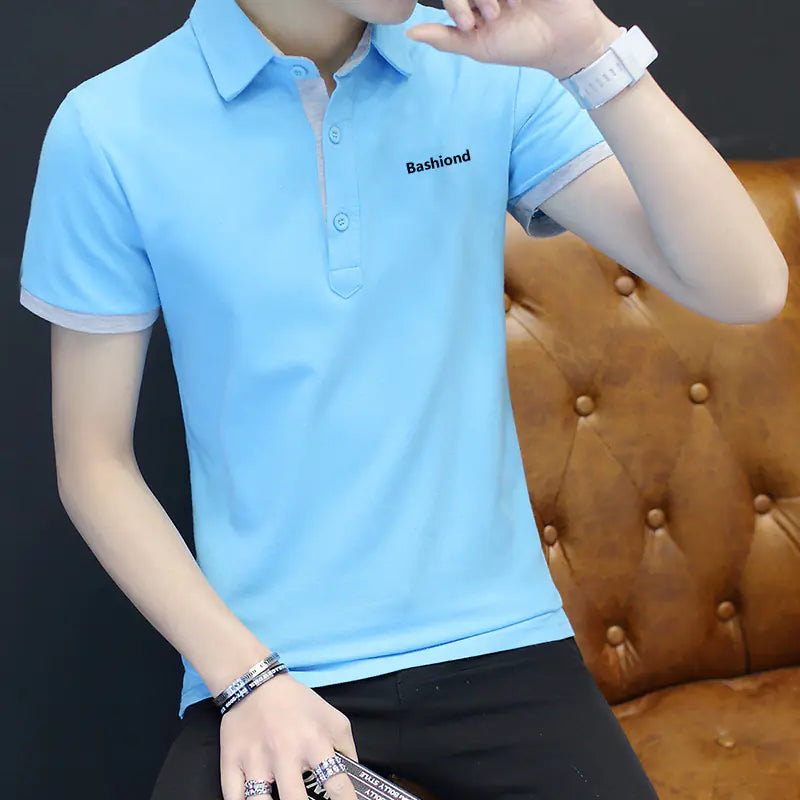 Men's Cotton Polo Shirt - Short Sleeve Trendy Tee