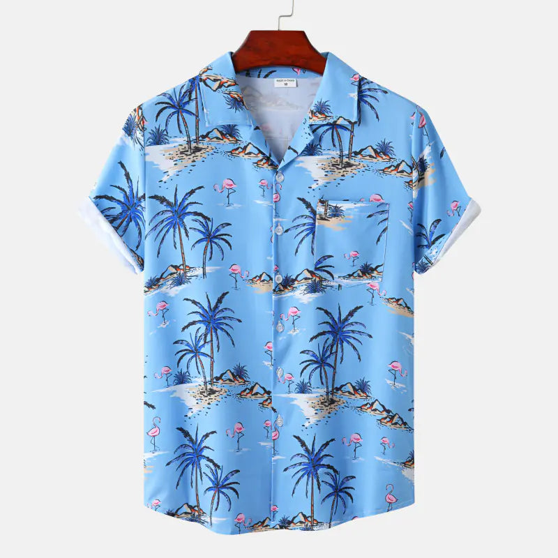 Hawaiian Shrimp Cuban Collar Beach Short Sleeve Shirt