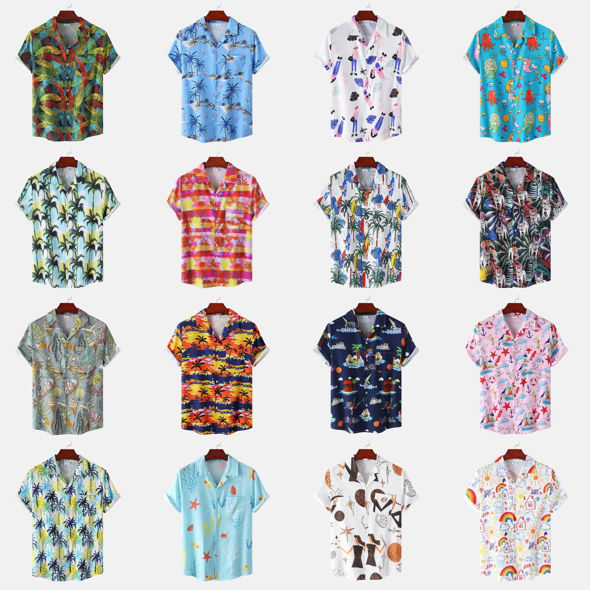 Hawaiian Shrimp Cuban Collar Beach Short Sleeve Shirt