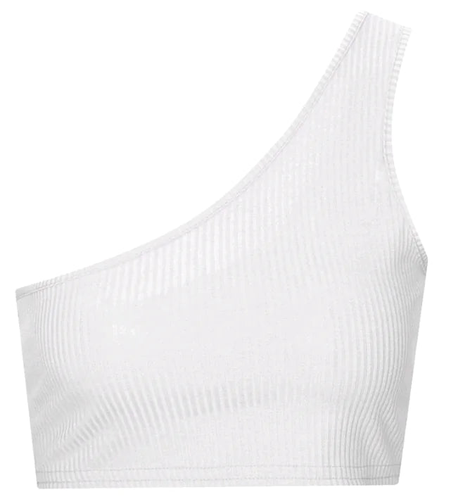 Solid Color One-Shoulder Strap Crop Top