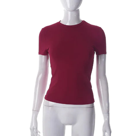 Casual Solid Color Cropped T-Shirt for Women
