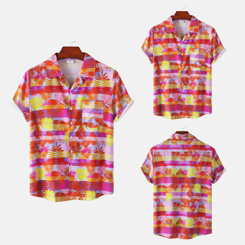 Hawaiian Shrimp Cuban Collar Beach Short Sleeve Shirt