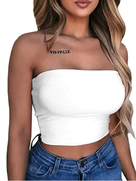 2020 Women's Solid Color Strapless Top Shirt