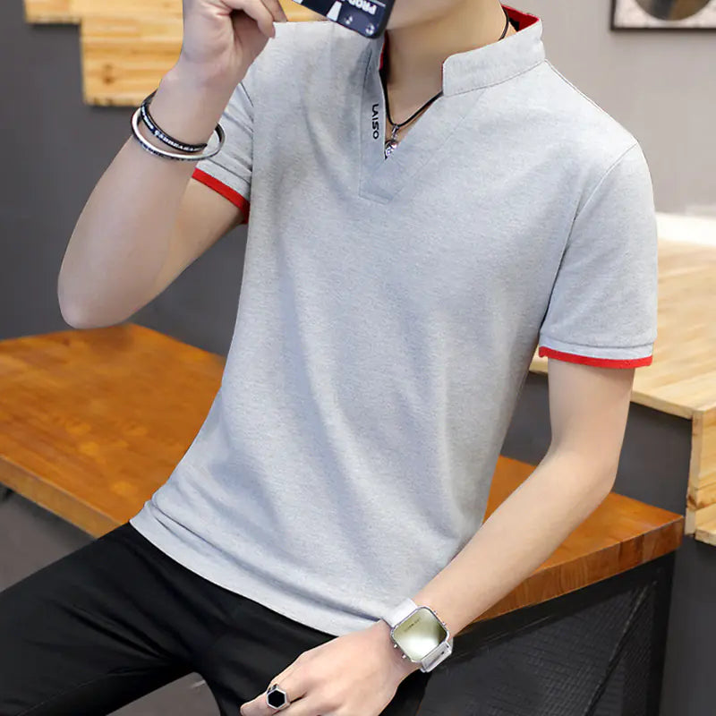 Men's Cotton Polo Shirt - Short Sleeve Trendy Tee