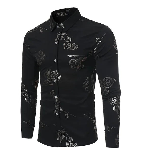 Men's Floral Long Sleeve Slim Fit Shirt