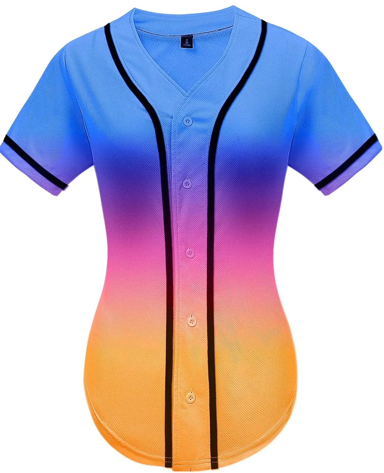 babyhealthy Women Baseball Jersey Button Down Plain Tshirts Hip Hop Softball Sports Active Tee