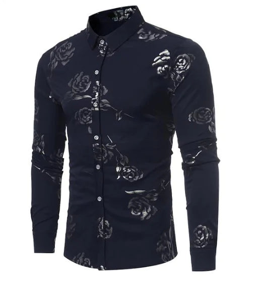 Men's Floral Long Sleeve Slim Fit Shirt