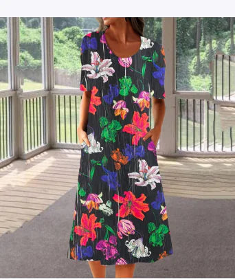 Fashionable Printed Short Sleeve Casual Dress