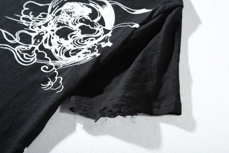 Embroidered Thunder God and Koi Short Sleeve Shirts