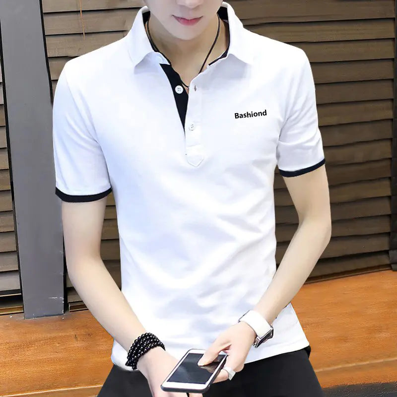 Men's Cotton Polo Shirt - Short Sleeve Trendy Tee