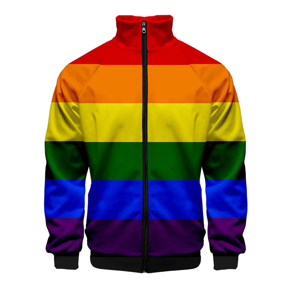 LGBT Casual 3D Digital Zip Hoodie for Men