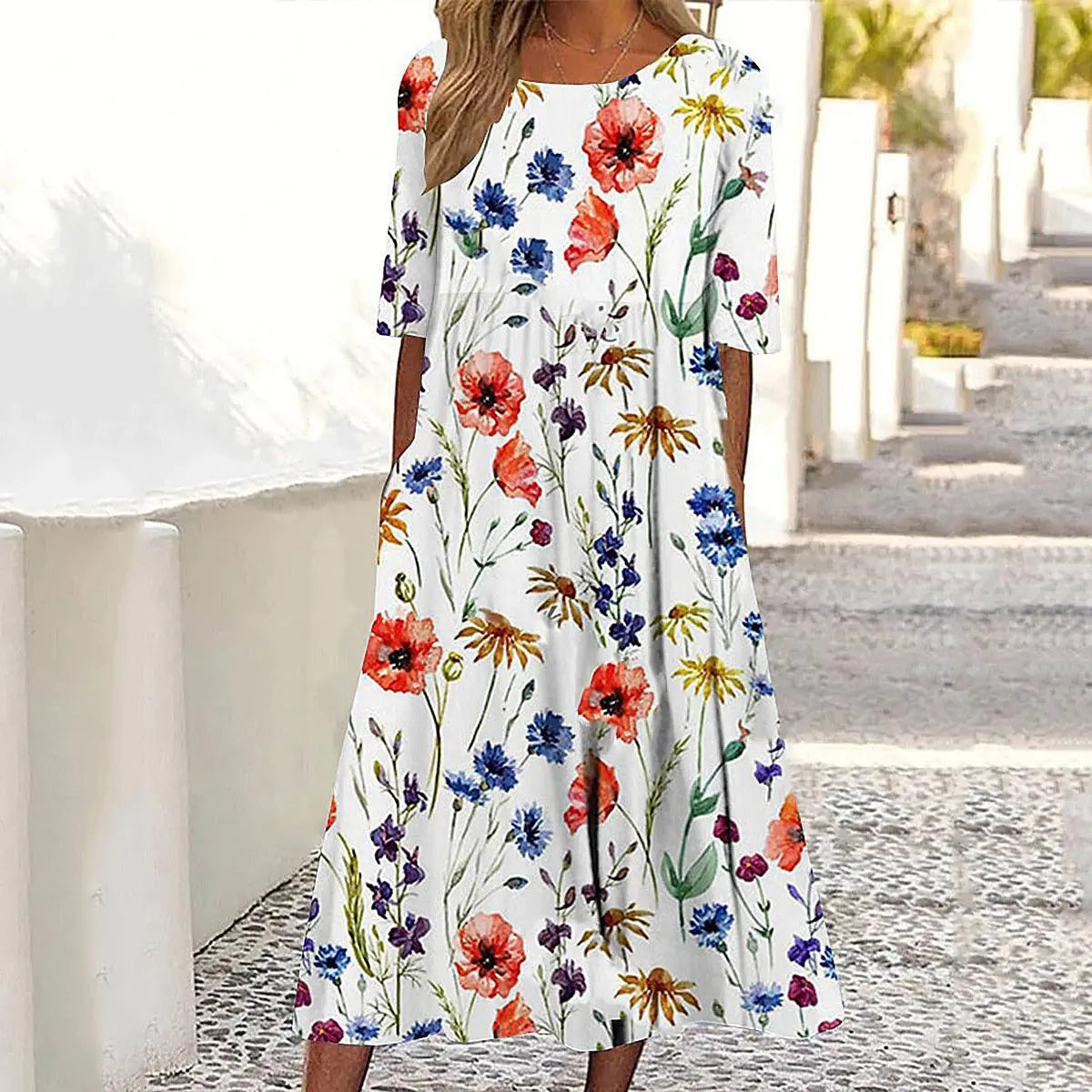 Fashionable Printed Short Sleeve Casual Dress