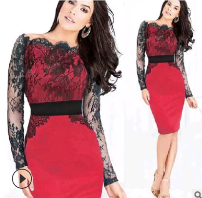 Lace-Trimmed Fall Elegance Dress