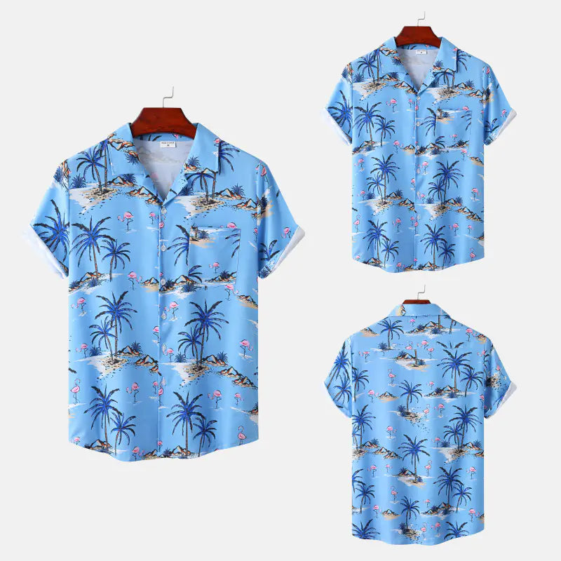 Hawaiian Shrimp Cuban Collar Beach Short Sleeve Shirt