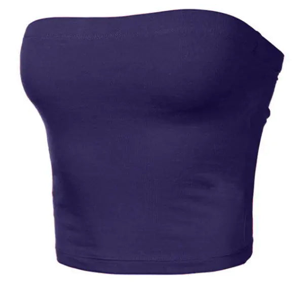 2020 Women's Solid Color Strapless Top Shirt