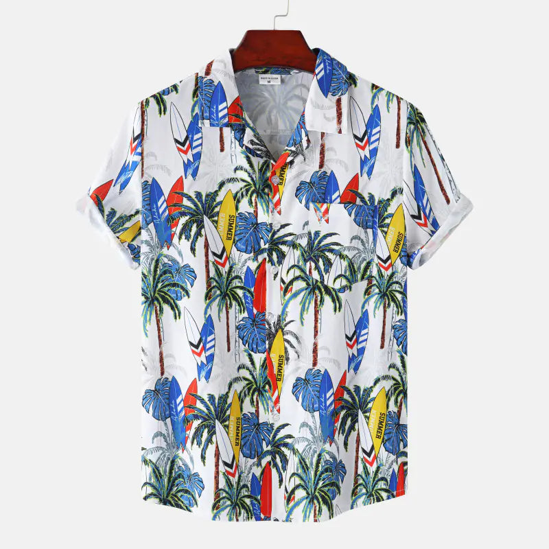 Hawaiian Shrimp Cuban Collar Beach Short Sleeve Shirt