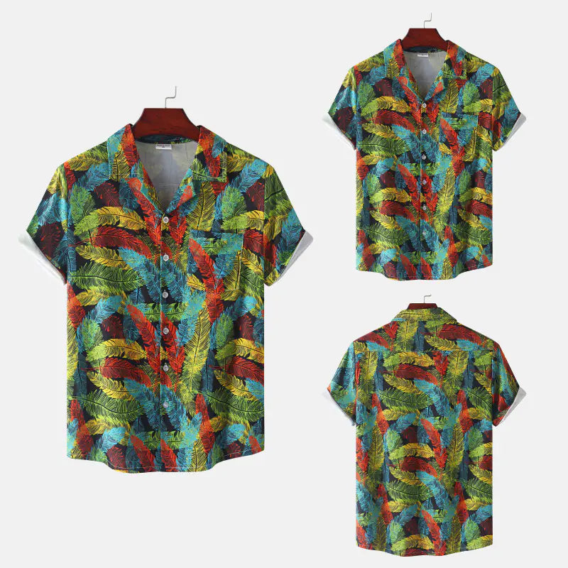 Hawaiian Shrimp Cuban Collar Beach Short Sleeve Shirt