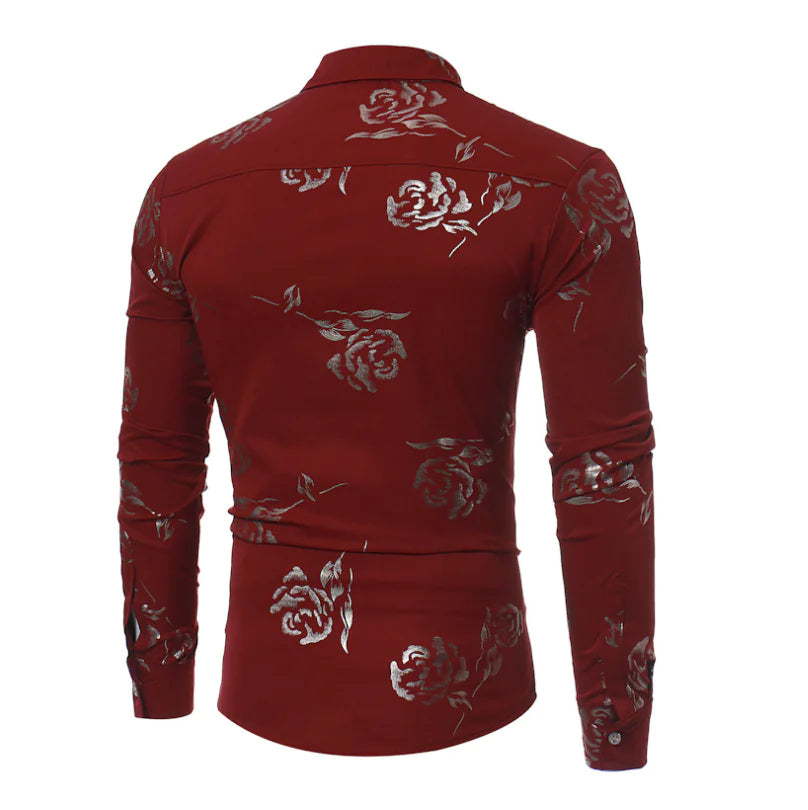 Men's Floral Long Sleeve Slim Fit Shirt