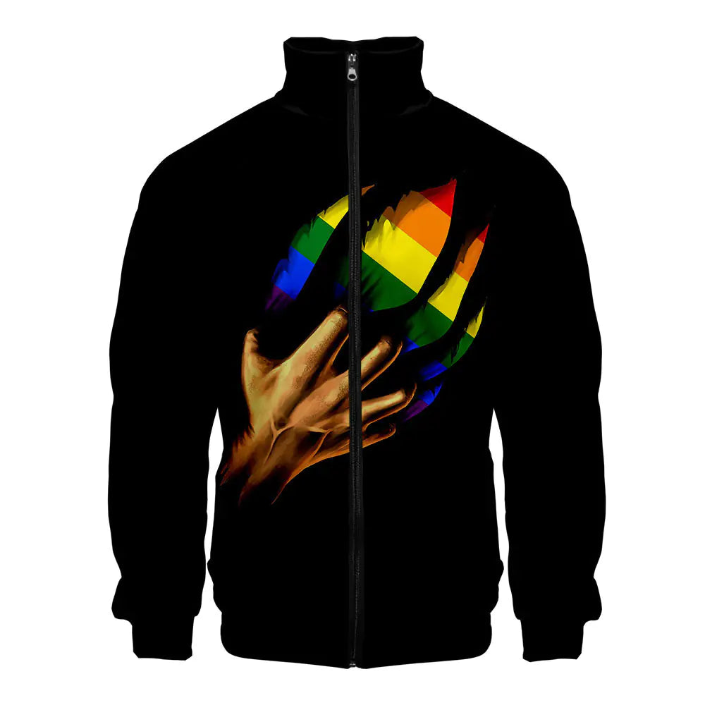 LGBT Casual 3D Digital Zip Hoodie for Men