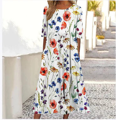 Fashionable Printed Short Sleeve Casual Dress