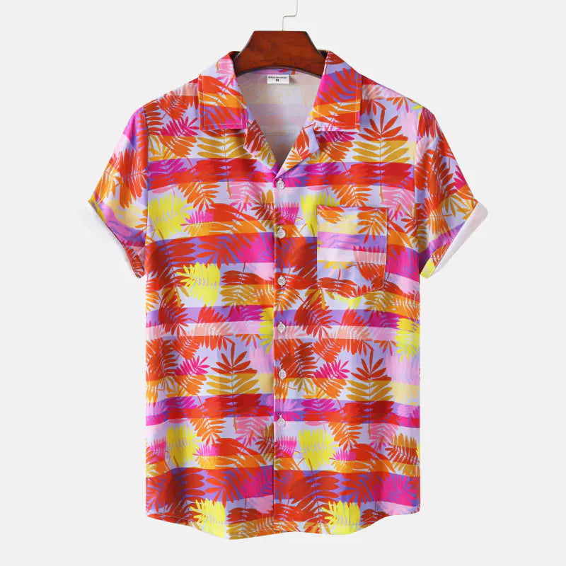 Hawaiian Shrimp Cuban Collar Beach Short Sleeve Shirt