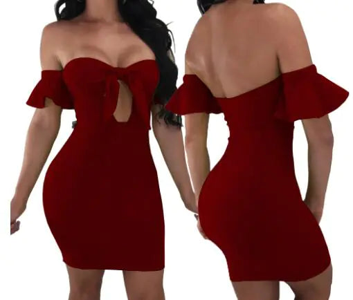 One-Shoulder Hollow Lace Ruffle Club Dress