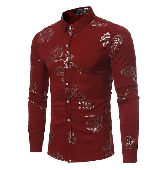 Men's Floral Long Sleeve Slim Fit Shirt