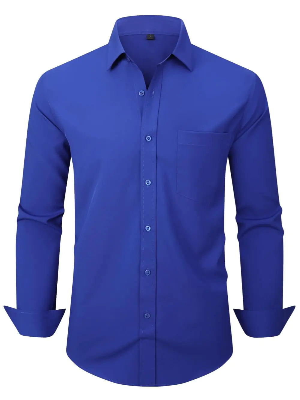 Lumilk Mens Dress Shirts Long Sleeve Button Down Shirt Business Formal Stretch Shirt Regular Fit with Pockets Royal Blue Small