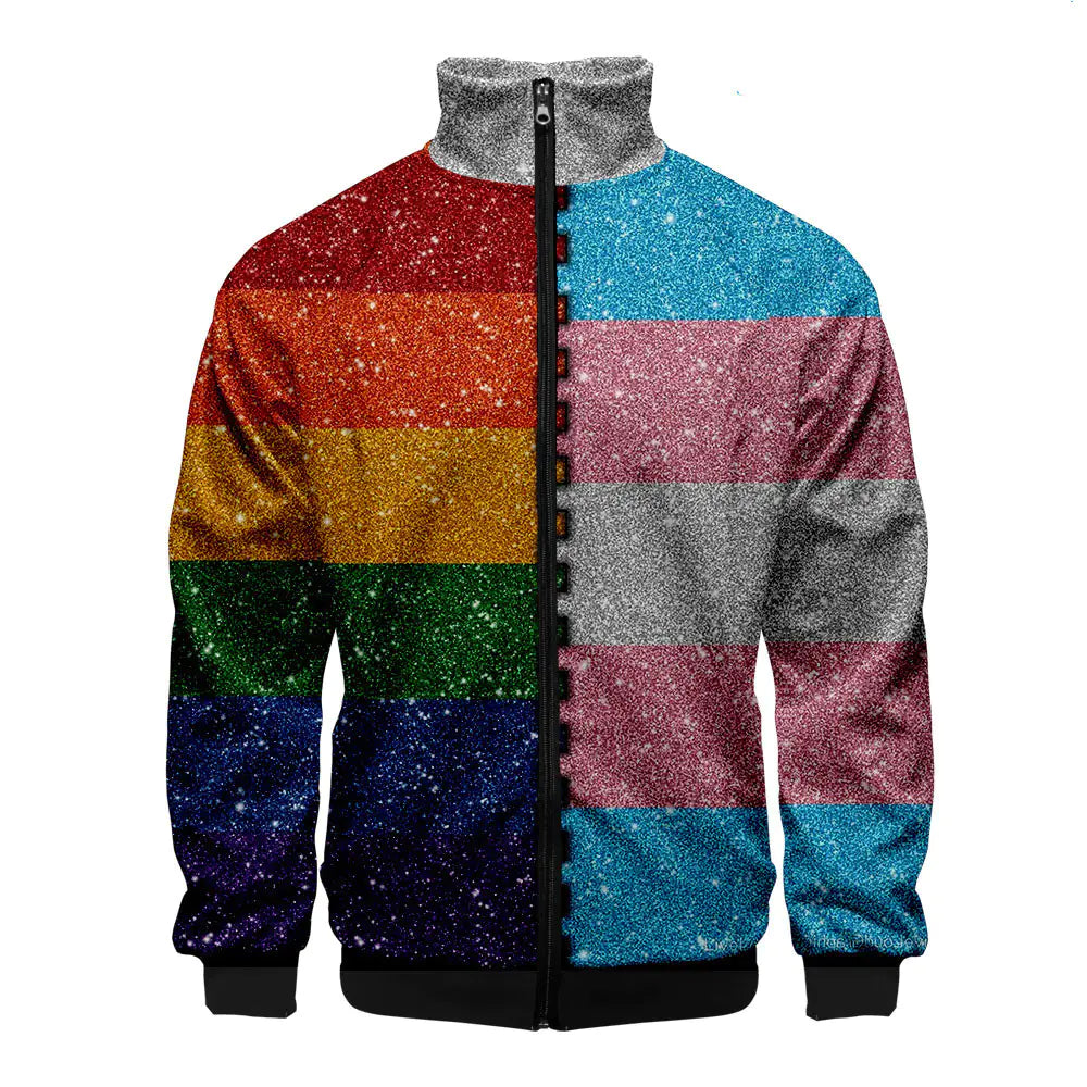 LGBT Casual 3D Digital Zip Hoodie for Men