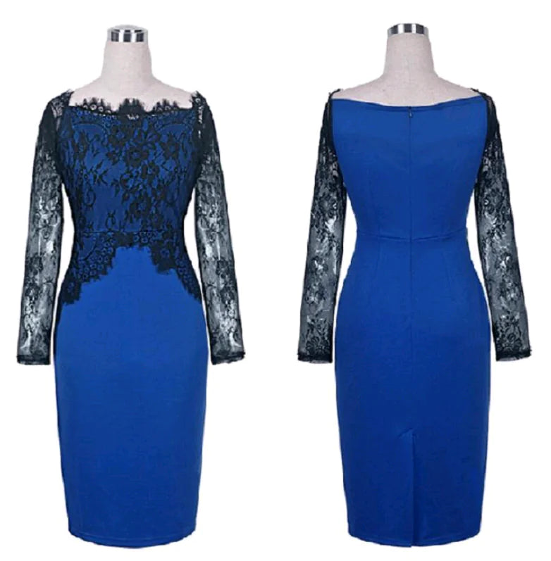 Lace-Trimmed Fall Elegance Dress