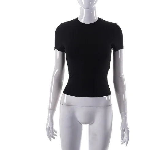 Casual Solid Color Cropped T-Shirt for Women