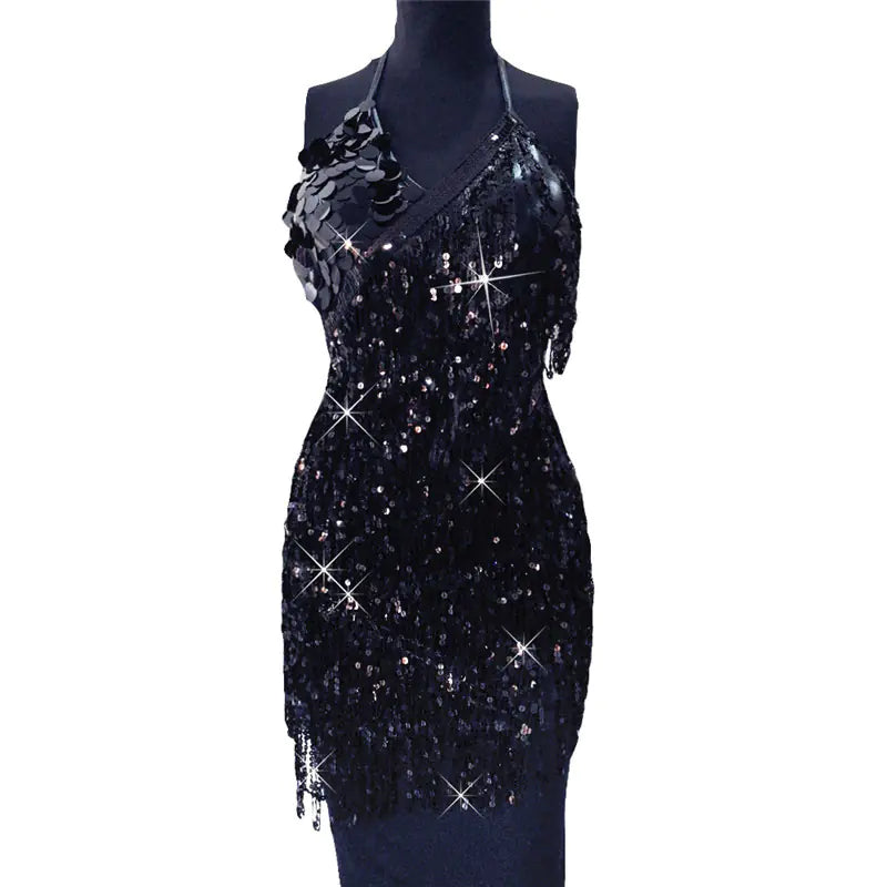 Sequin Fringe Dress for Nightclubs - Sexy Bodycon Style