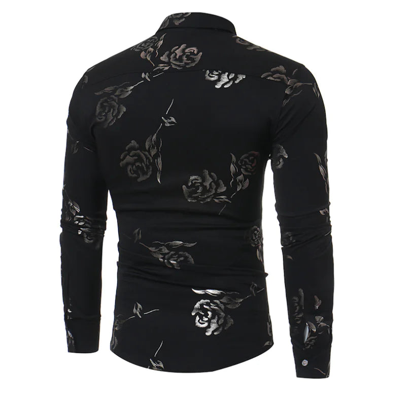 Men's Floral Long Sleeve Slim Fit Shirt