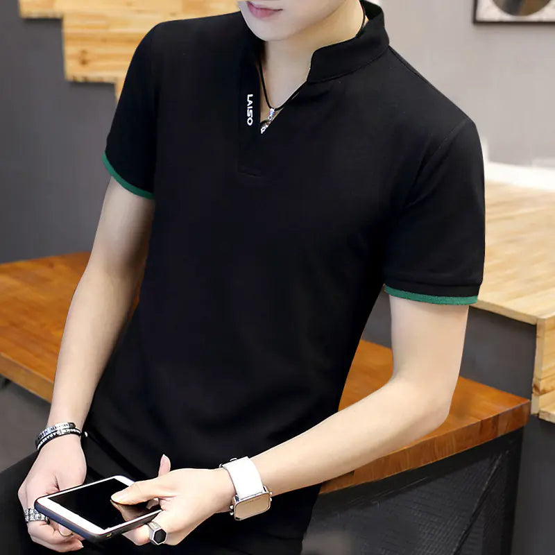 Men's Cotton Polo Shirt - Short Sleeve Trendy Tee