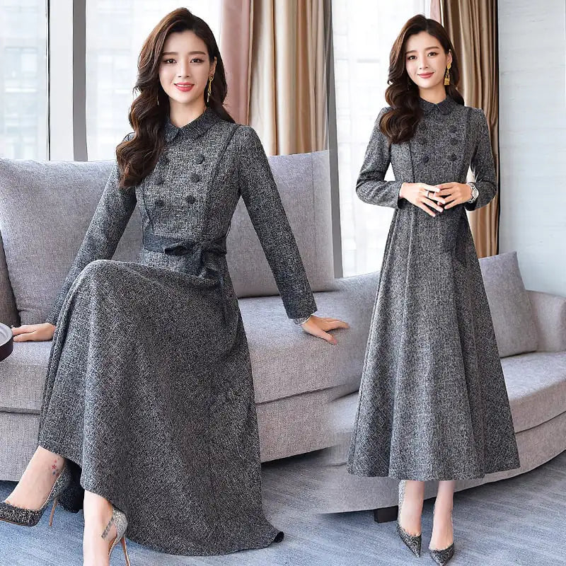 Chic Lapel Swing Dress
