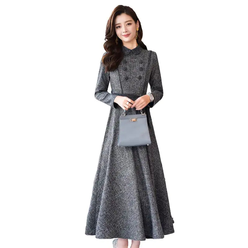 Chic Lapel Swing Dress