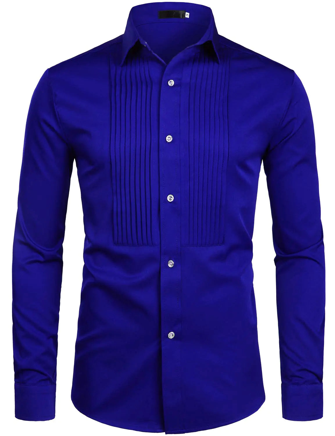 ZEROYAA Mens Slim Fit Long Sleeve Tuxedo Dress Shirts/Prom Performing Shirts (X-Large Z54-Royal Blue)
